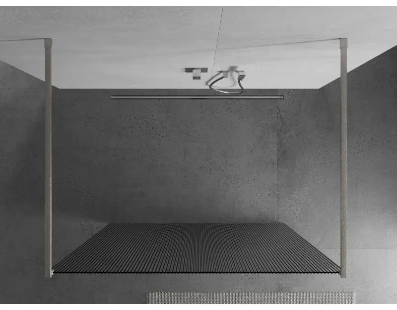 Mexen Kioto, sprchová zástena Walk-In 110 x 200 cm, 8mm sklo s rebrovým vzorom, brúsená oceľ profil, 800-110-002-97-09