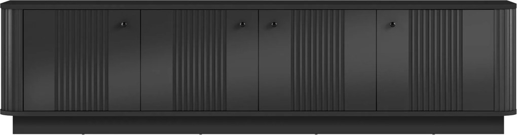 TV skrinka Vesper 4D 187 cm na sokli - čierna / čierne úchytky