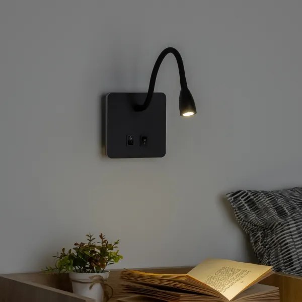 Brilagi - LED Flexibilná nástenná lampa MAYA Double LED/4W/230V + LED/3W čierna