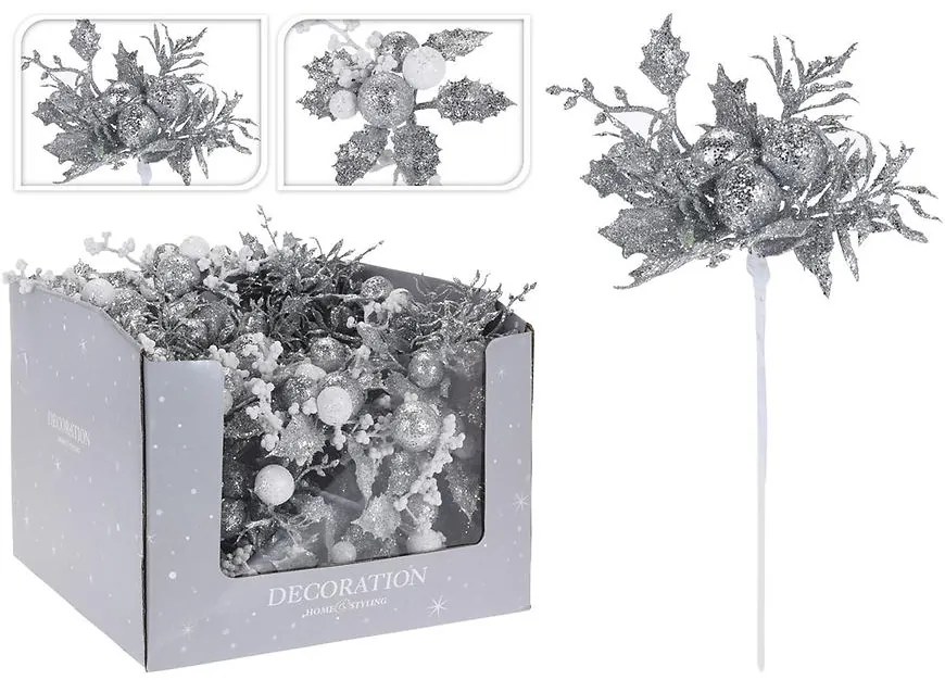 Kvet na drôtiku 20 cm silver 2AS ABJ403050