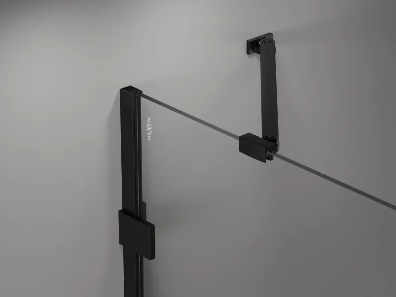 Mexen Lunar-B pravostranný výklopný sprchový kút 90 x 80 cm, číre sklo, čierna matná, 832-090-080-70-00-P