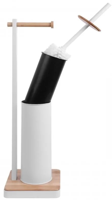 Erga Luki, držiak na toaletný papier a WC kefu 2v1, biela-hnedá, ERG-YKA-P.LUKI-WHT