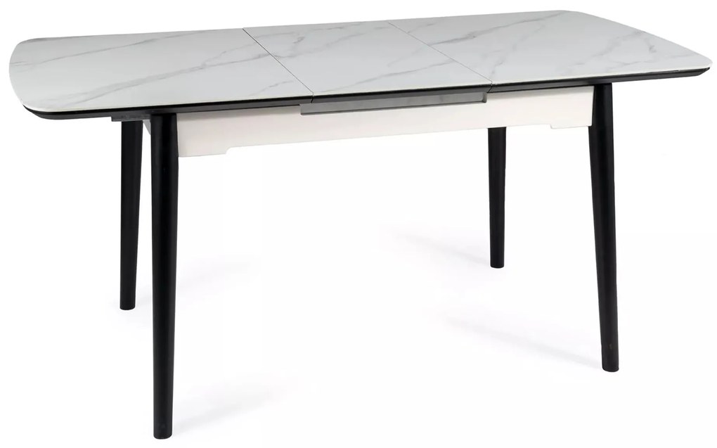 Rozkladací jedálenský stôl Apollo 120/160 cm biely mramor/čierny