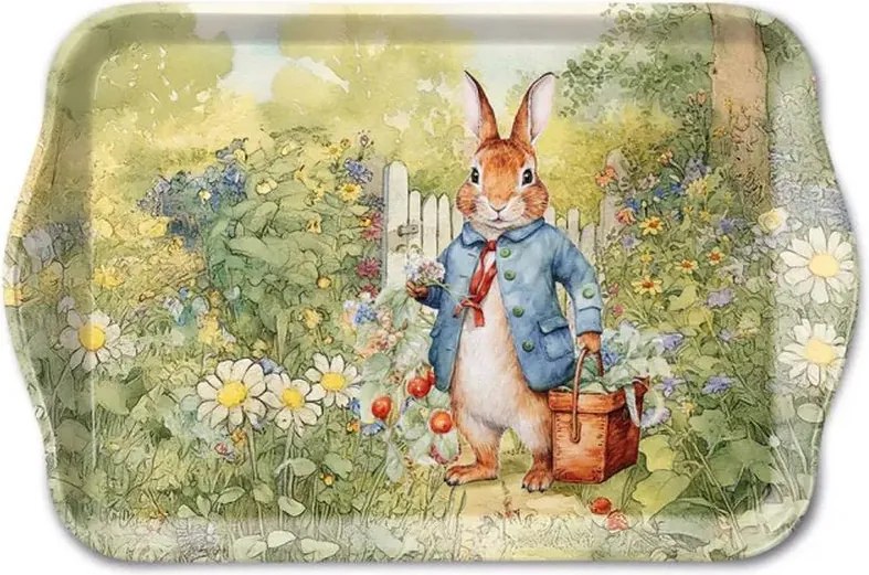Melamínová tácka s králikom na lúke Mister Rabbit - 13*21 cm