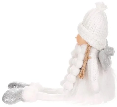 Vianočná dekorácia Anjel so srdcom, v. 41 cm, biela