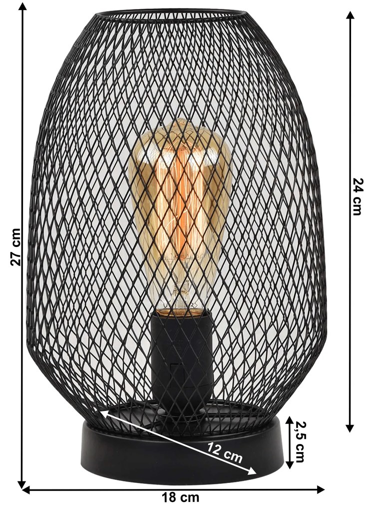 Stolná lampa, kov/čierna, ANLEY
