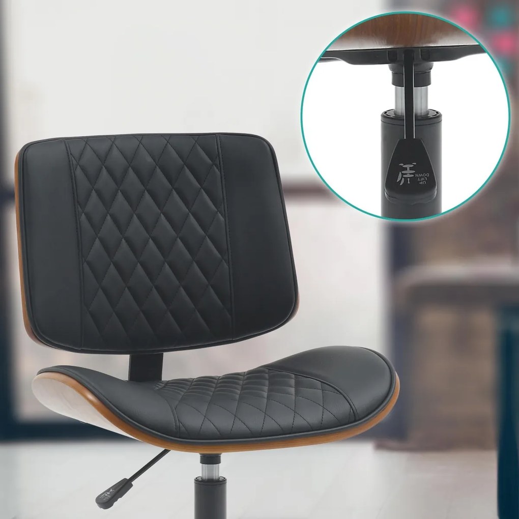 Design-Shop Kancelárska stolička Plover koženka - Orech / Čierna