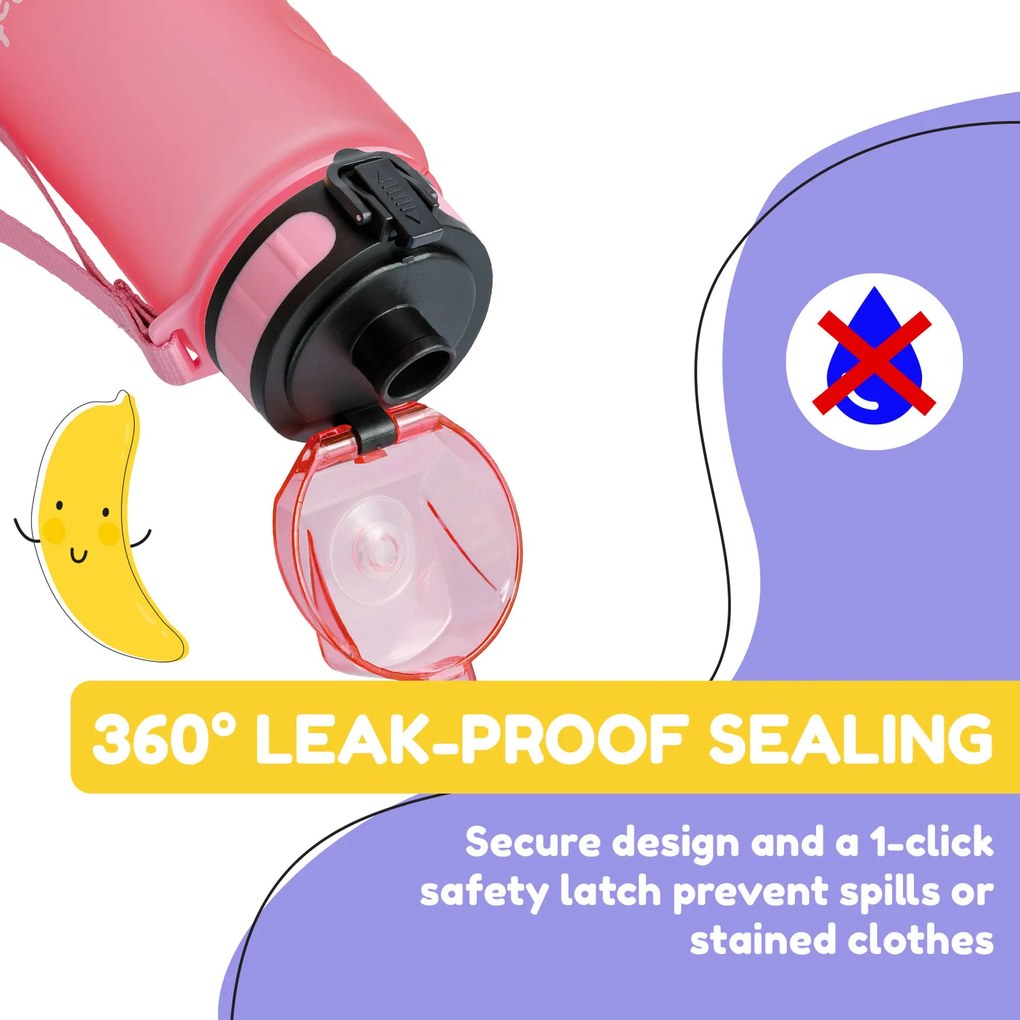 Klarstein Schmatzfatz, fľaša na pitie, športová fľaša, 350 ml, 18 cm, Tritan