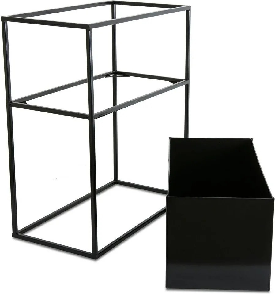 KOVOVÝ KVETINÁČ SO STOJANOM RECT 50X24X44 CM ČIERNA