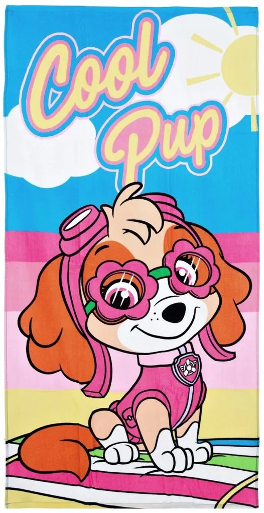 Dievčenská plážová osuška Tlapková patrola - Paw Patrol - motív Cool Pup - 100% bavlna - 70 x 140 cm