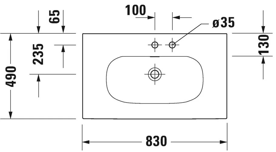 Duravit Duravit Viu - Umývadlo do nábytku 830x490 mm, biela 2344830060