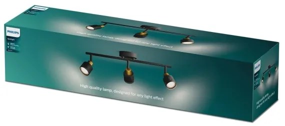 Philips - Bodové svietidlo NIALL 3xGU10/5W/230V čierna/mosadz