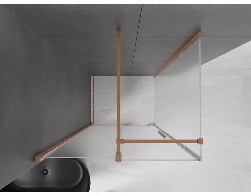 Mexen Velar, sprchový kút s posuvnými dverami 130 x 90 cm, 8mm sklo námraza, medená matná, 871-130-090-31-65