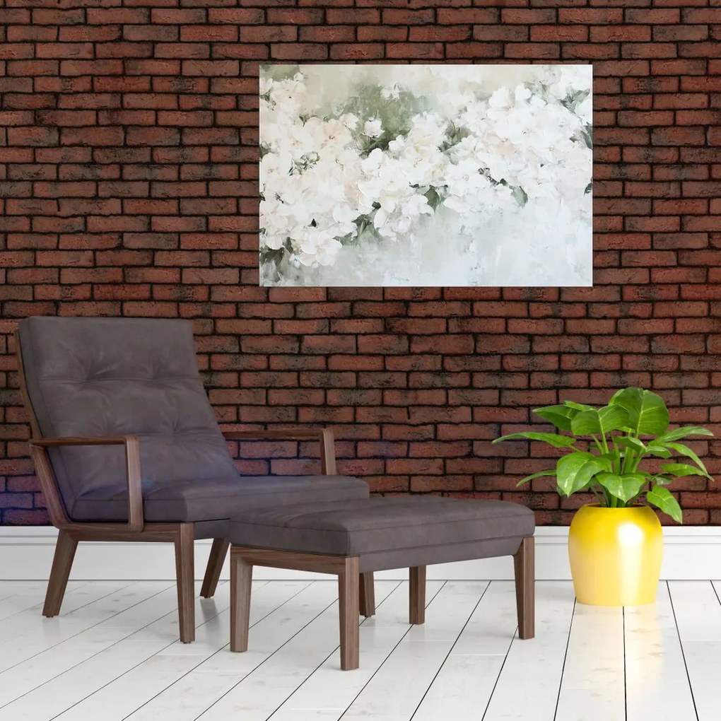 Obraz - Abstrakcia bielych kvetov (90x60 cm)