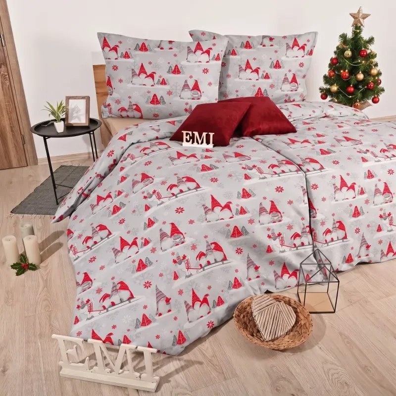 Vianočné obliečky Buddy červené EMI, Štandardný set jednolôžko obsahuje 1x 140x200 + 1x 70x90