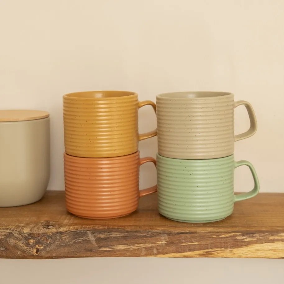 Kitchen Craft Kameninový hrnček Idilica 400 ml – set 4 ks