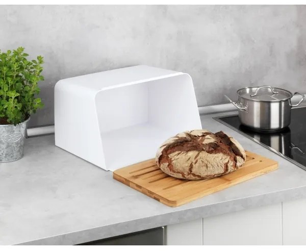 WENKO 54099100 - Chlebovnica KUBO 35 x 26,5 cm biela/hnedá