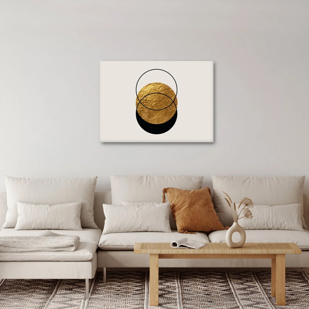 Obraz - Abstrakcia zlatá a biela N⁰2 (70x50 cm)
