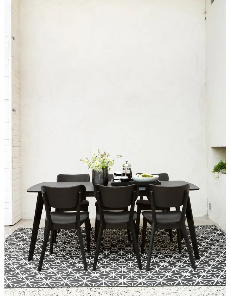 Čierna dubová jedálenská stolička s tmavosivým sedadlom Rowico Cato