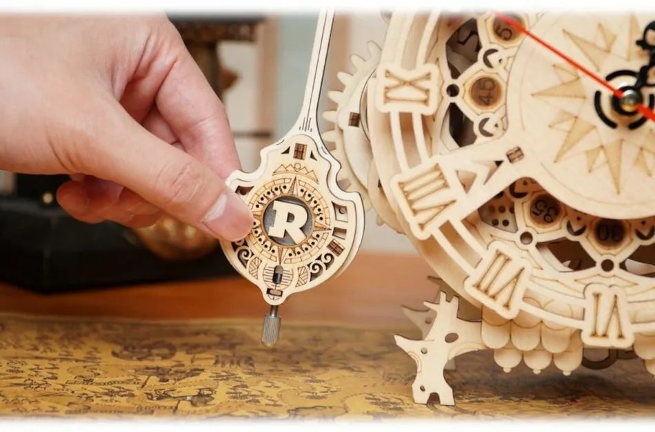 RoboTime 3D drevené mechanické puzzle Sovie hodiny