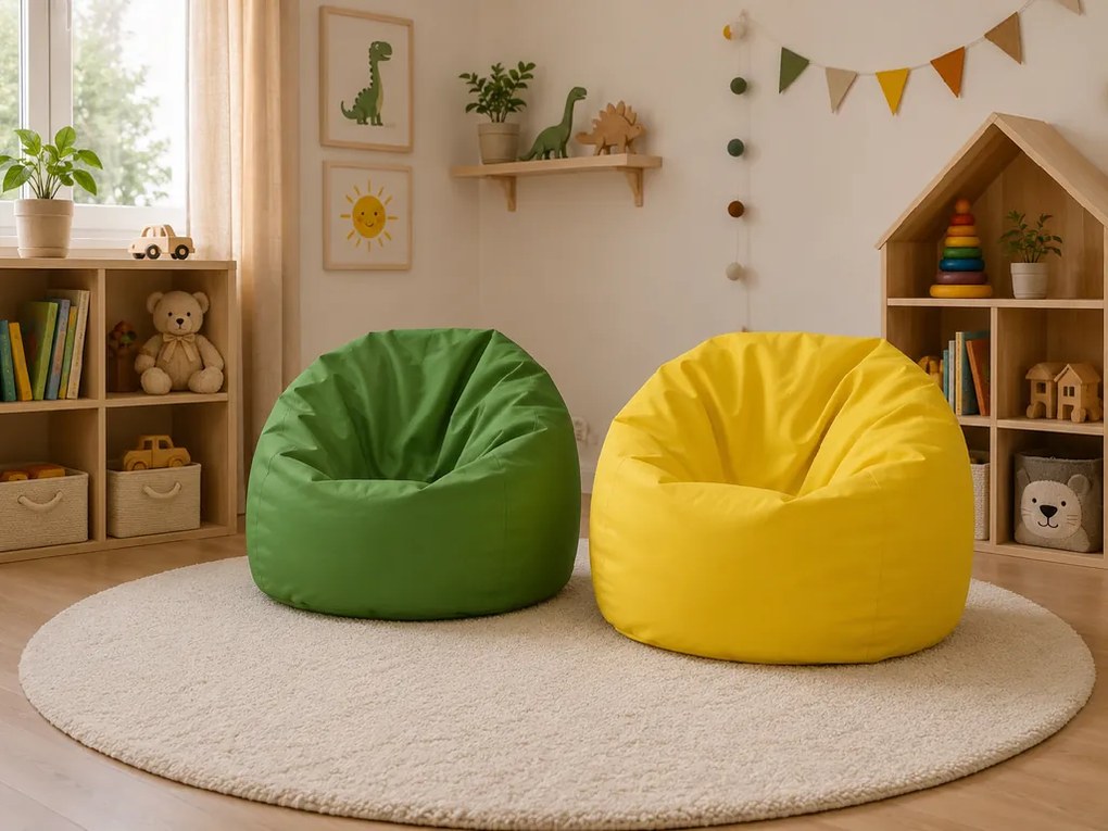 Set 2 sedacích vakov do detskej izby Sakwa M Ekokoža – žltá a zelená