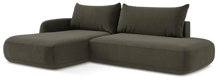 Hnedá rozkladacia rohová pohovka (ľavý roh/s leňoškou) Hale – Makamii