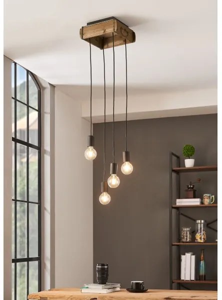 Eglo 43591 - Luster na lanku WOOTTON 4xE27/40W/230V