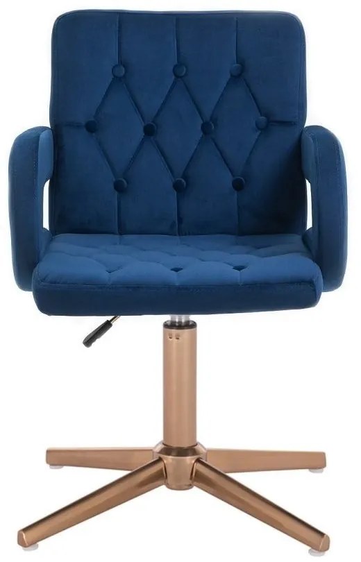 LuxuryForm DESIGN Stolička BOSTON VELUR na zlatom kríži - modrá