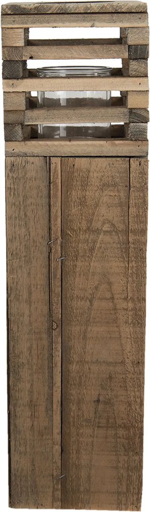 Drevená retro lampáš Pira - 14*14*52 cm