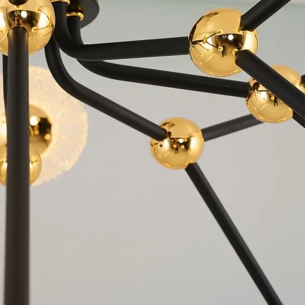 LED luster na tyči GELA 16xLED/5W/230V 3000K čierna/zlatá