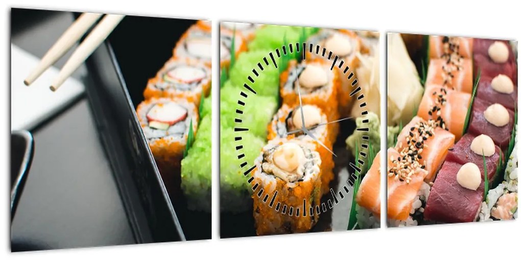 Obraz - Sushi (s hodinami) (90x30 cm)