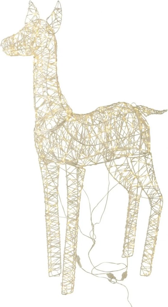 Biela kovová svietiaca LED dekorácia sob Reindeer LED – 85*22*110 cm