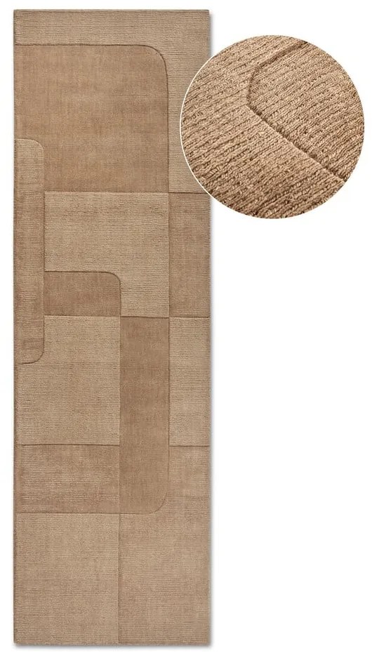 Béžový ručne tkaný vlnený behúň 80x250 cm Charlotte – Villeroy&Boch