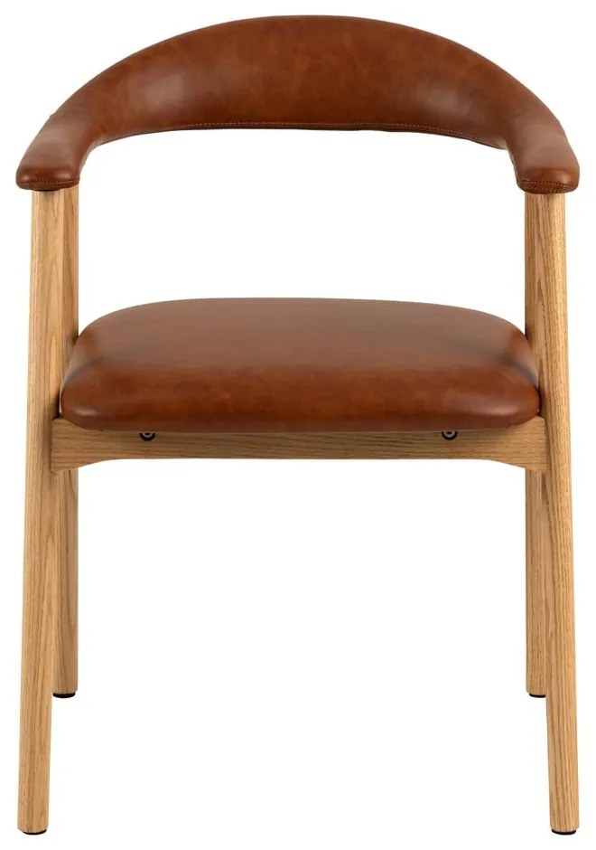Koňakovohnedá/v prírodnej farbe jedálenská stolička z imitácie kože Addi – Actona