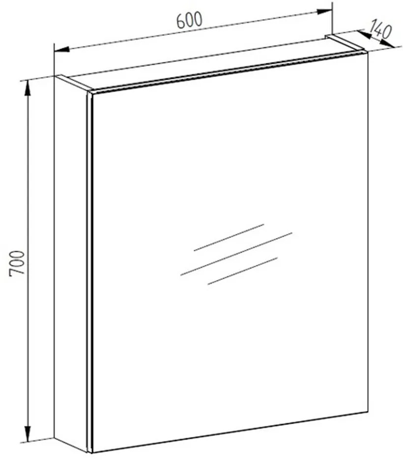 Mereo Mereo, Aira, kúpeľňová galérka 60 cm, zrkadlová skrinka, MER-CN715GD