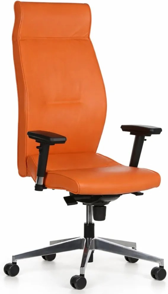 Kožené kancelárske kreslo MEGA, pravá koža, oranžové