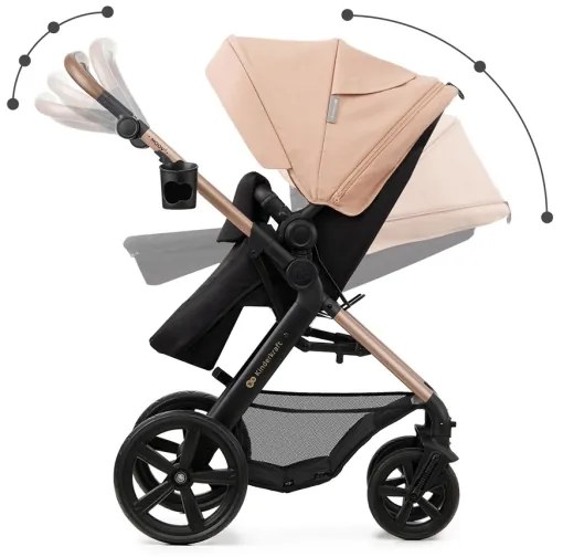 KINDERKRAFT - Kombinovaný kočík 3v1 MOOV 2 Sand beige + autosedačka MINK PRO