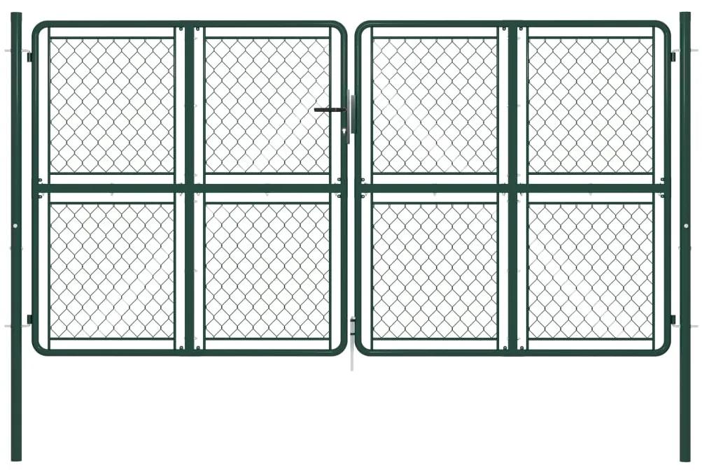 vidaXL Záhradná brána, oceľ 300x150 cm, zelená