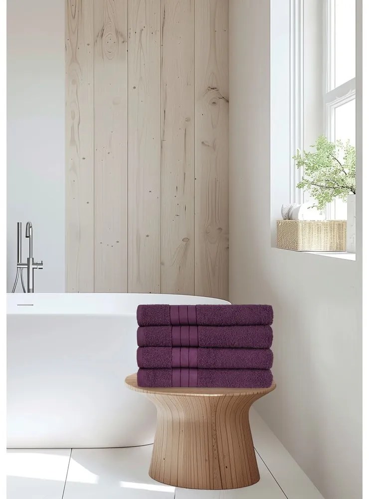 Vínové froté bavlnené uteráky v súprave 4 ks 50x100 cm – Good Morning