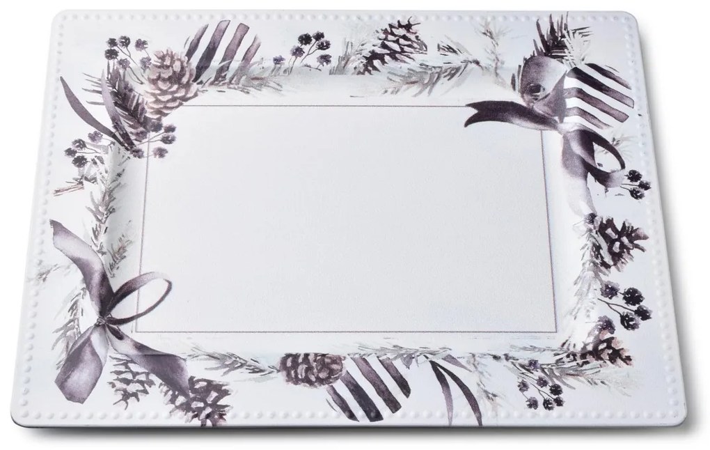 Dekorativní servírovací tác BLANCHE FESTIVE III 31,5 cm bílý s vánočním motivem