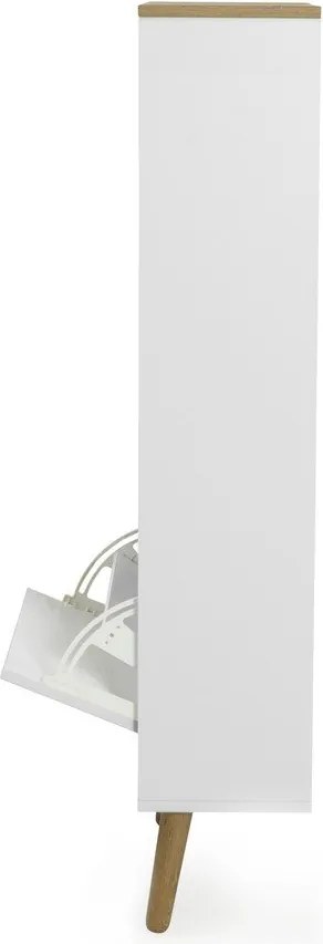 Biela skrinka na topánky s detailmi v dekore dubového dreva s 3 výkopy Tenzo Dot