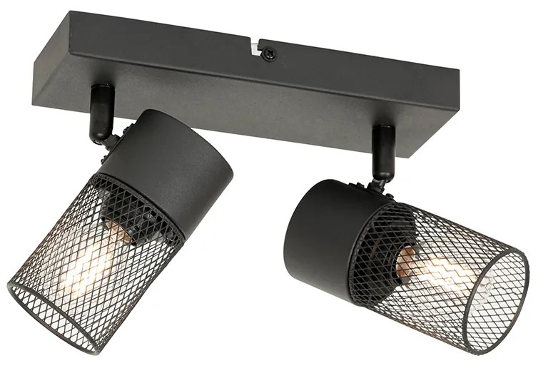 Priemyselné bodové svetlo čierne 2-žiarovkové nastaviteľné - Jim
