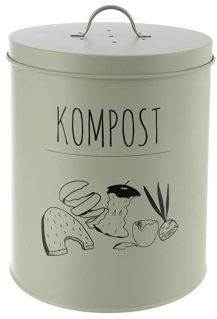 Zeller Present Plechová nádoba na kompost s filtrom, kompostér na bio odpad, GREENISH mätový