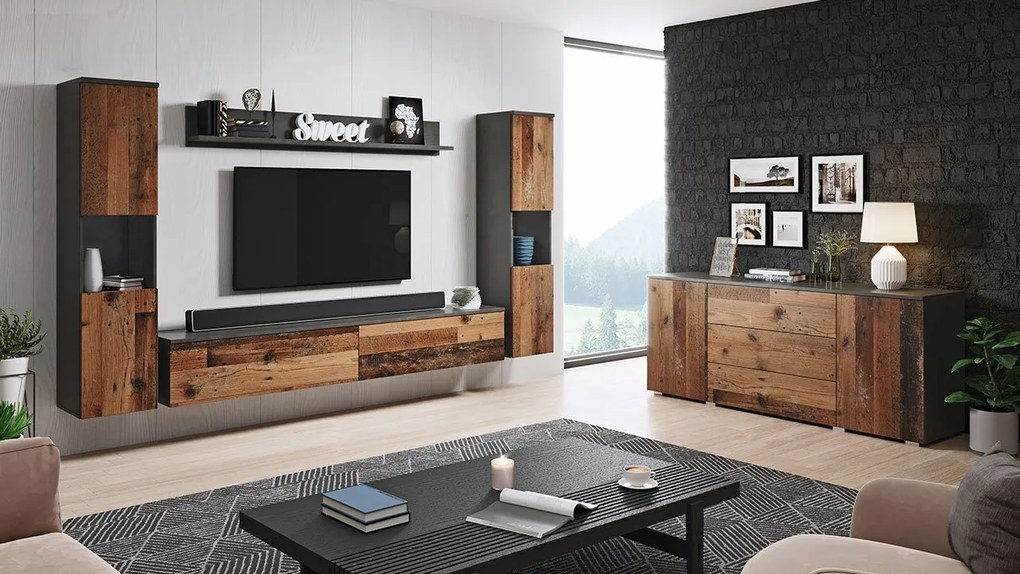 Obývačkový nábytok Bamisio II, Farby: kašmírová béžová, Osvetlenie: bez osvetlenia