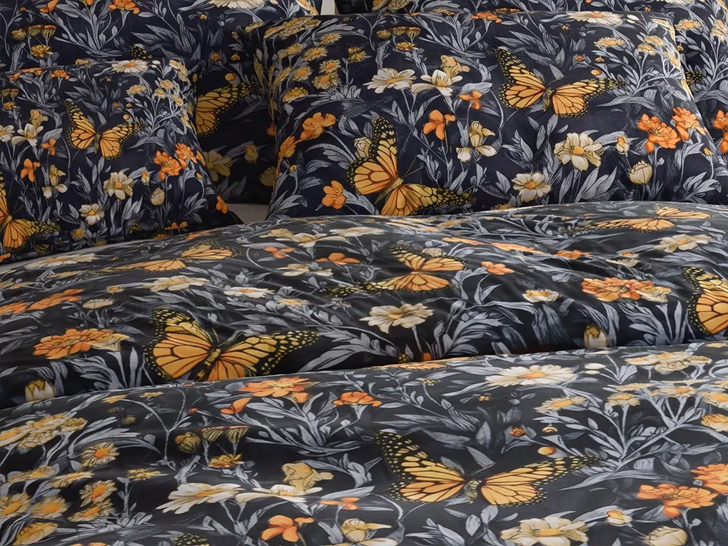Obliečky z mikrovlákna BUTTERFLY GARDEN modro sivé Rozmer obliečky: 70 x 90 cm | 140 x 200 cm