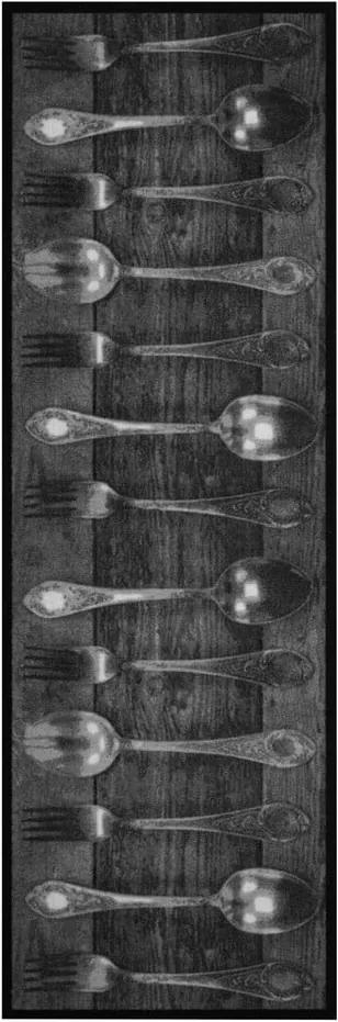 Kuchynský behúň Hansa Home Cook & Clean Gray Spoon, 150 × 50 cm