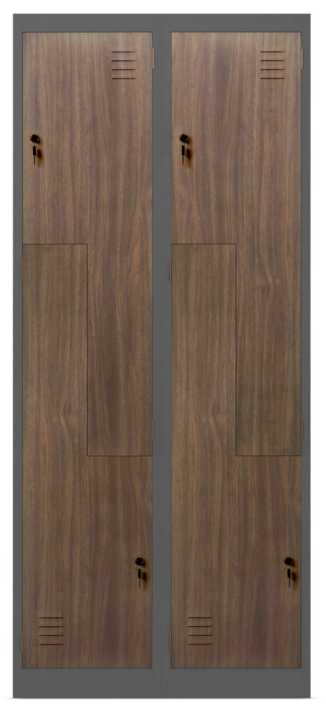 Kovová skriňa JULIA, 800 x 1850 x 450 mm, Eco Design: antracitový/ orech