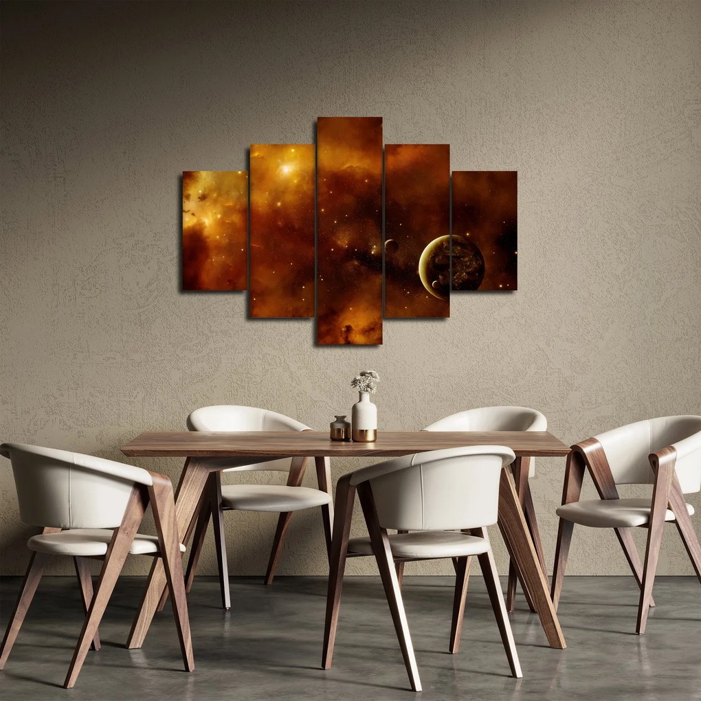 Obraz - Planéty s hmlovinou (150x105 cm)