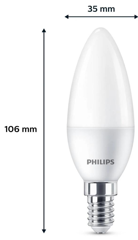 Philips LED sviečka E14 4,9W 470m 2 700K matná 6ks
