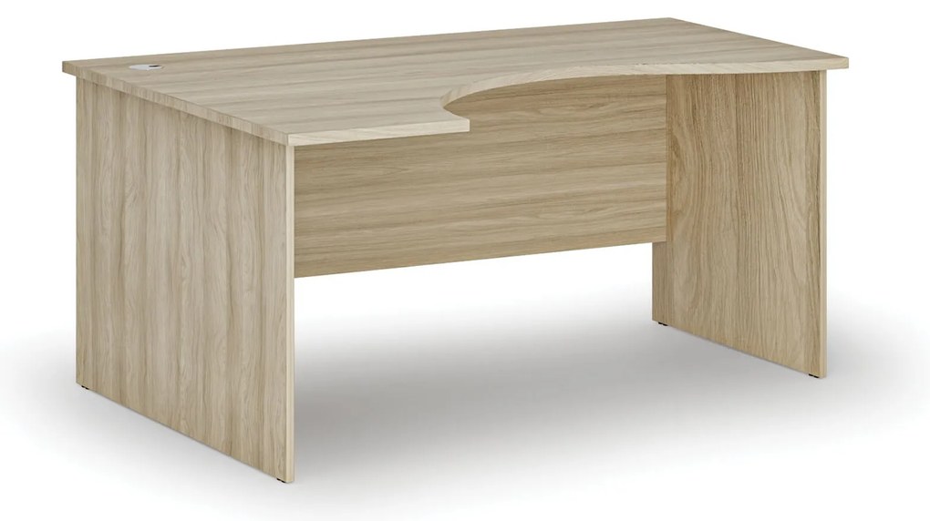 Ergonomický kancelársky písací stôl PRIMO WOOD, 160x120 cm, ľavý, dub prírodný